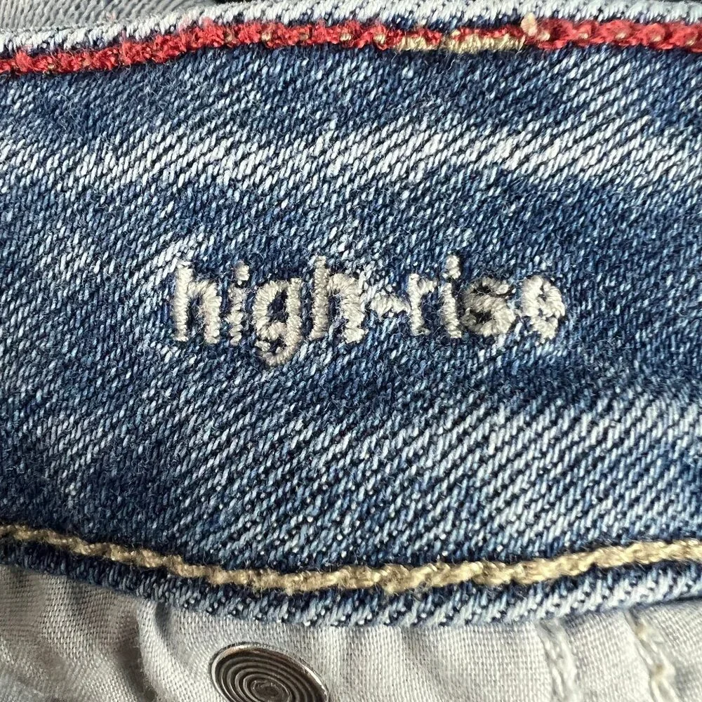 Edgely Jean Short Women 26* High Rise Light Blue Faded Cut Off Denim Jorts Tag 0